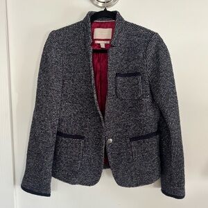Banana Republic Italian Fabric Tweed Blazer Women’s Size 8 Navy Bouclé Jacket